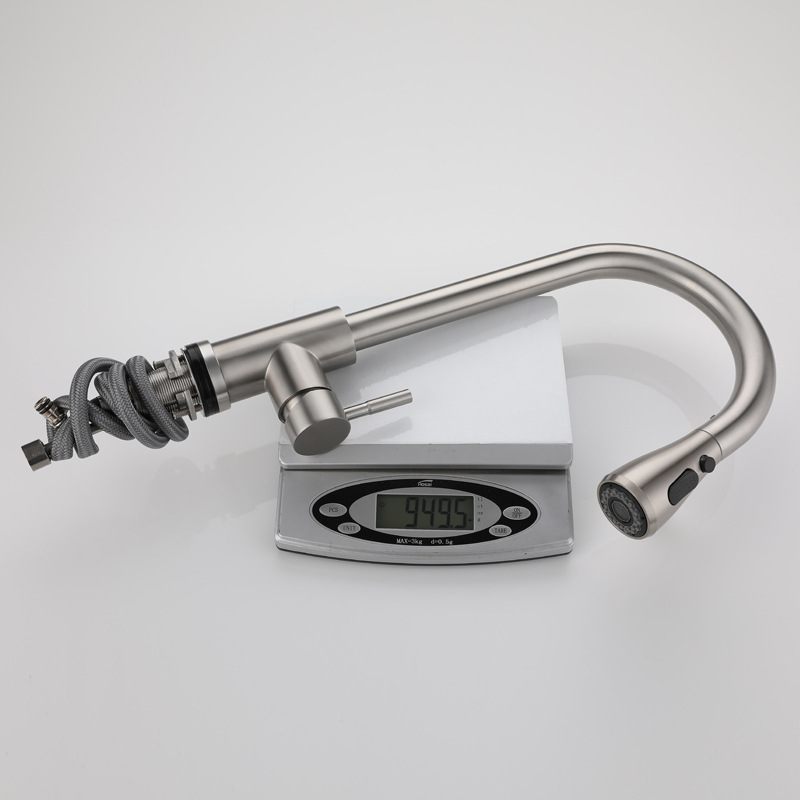 Transfronterizo 304 de acero inoxidable toque pull-out grifo cepillado caliente y fría giratoria Cocina de Inducción grifo estirable