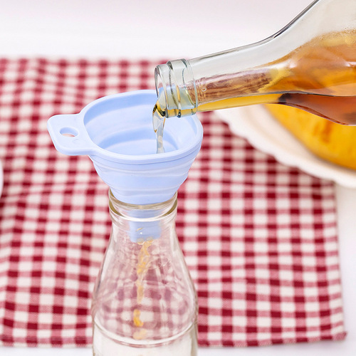 Silicone folding funnel multifunctional portable mini kitchen retractable oil leakage household liquid dispensing tool