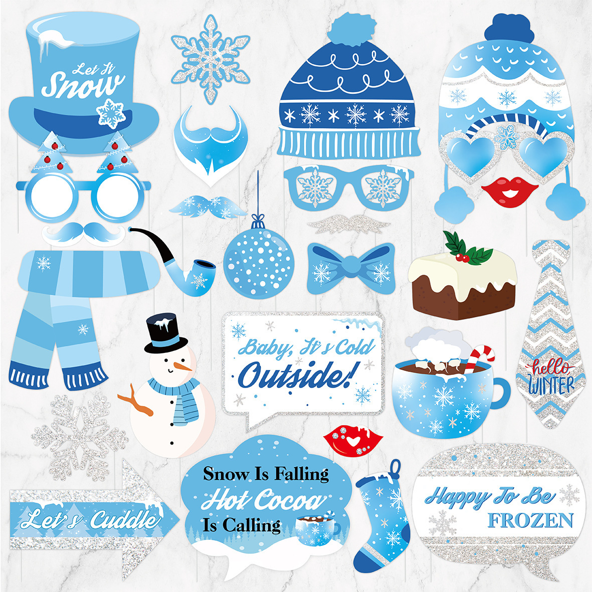 Baby Shower accesorios de la fiesta de cumpleaños del bebé 25 piezas niños y niñas DIY bebé foto Accesorios