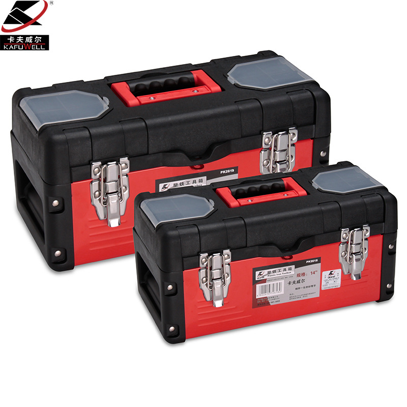 卡夫威尔 14寸17寸塑铁工具箱 高强度PP+钢板材质维修手提 PK2618