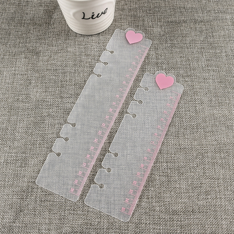 A5A6 Love Bookmark Ruler Pink Girl's Heart Real Use Cute New Loose-leaf Hand Account Ruler Loose-leaf Set