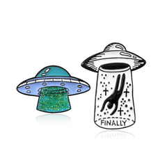 New Bestselling European and American Creative Novelty Alien UFO Pin, Oil-Dripping Pin Cartoon Pin Badge