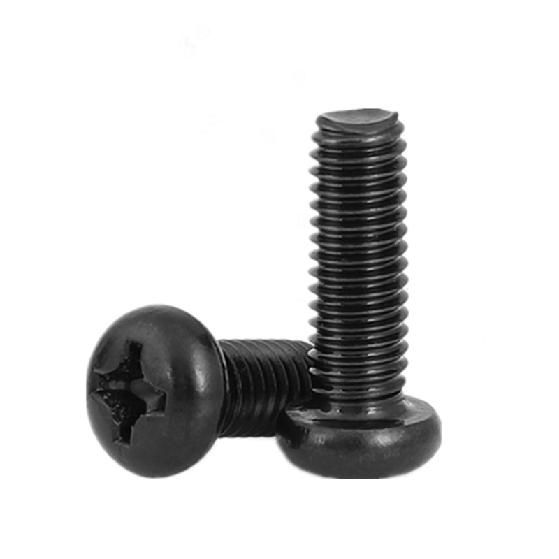 Black 304 Stainless Steel Round Head Machine Screw M2M3M4M5M6 Black Zinc Plated Cross Groove Pan Head Machine Screw
