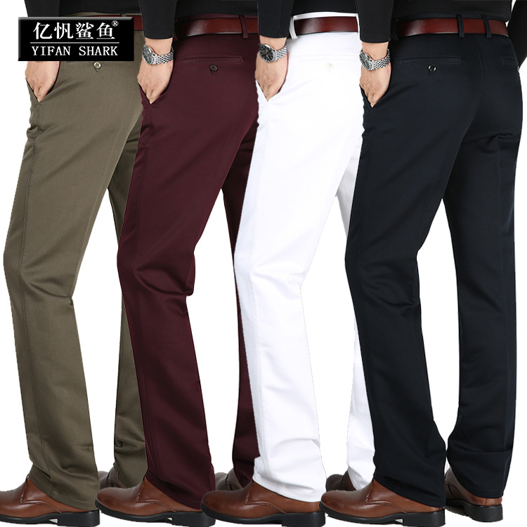 High-Quality Autumn and Winter Thick Modal Cotton Stretch Casual Pants for Middle-Aged Men, High-Waisted Straight-Leg Trousers for Middle-Aged and Elderly Men Factory