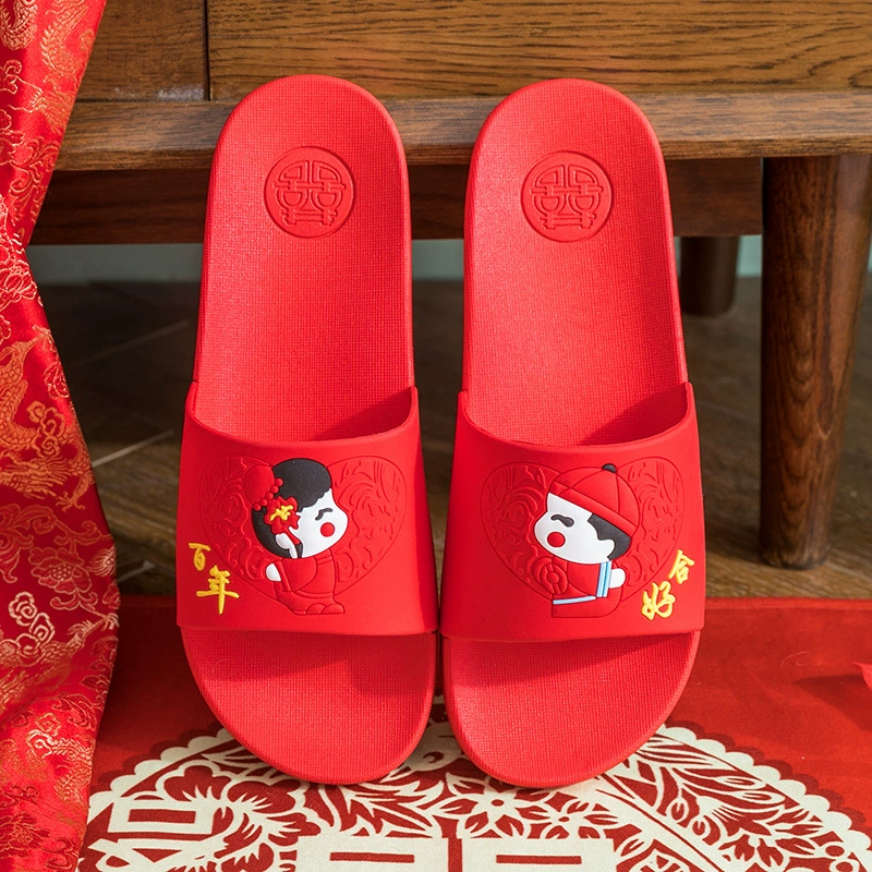 Свадебные красные Тапочки Праздничные свадебные тапочки Пластиковые сандалии столетия для пары для мужчин и женщин Пара свадебных красных тапочек