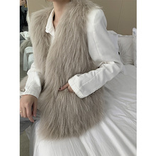别致简约风名媛貉子毛双面编织皮草外套女马甲加密加厚背心中长款