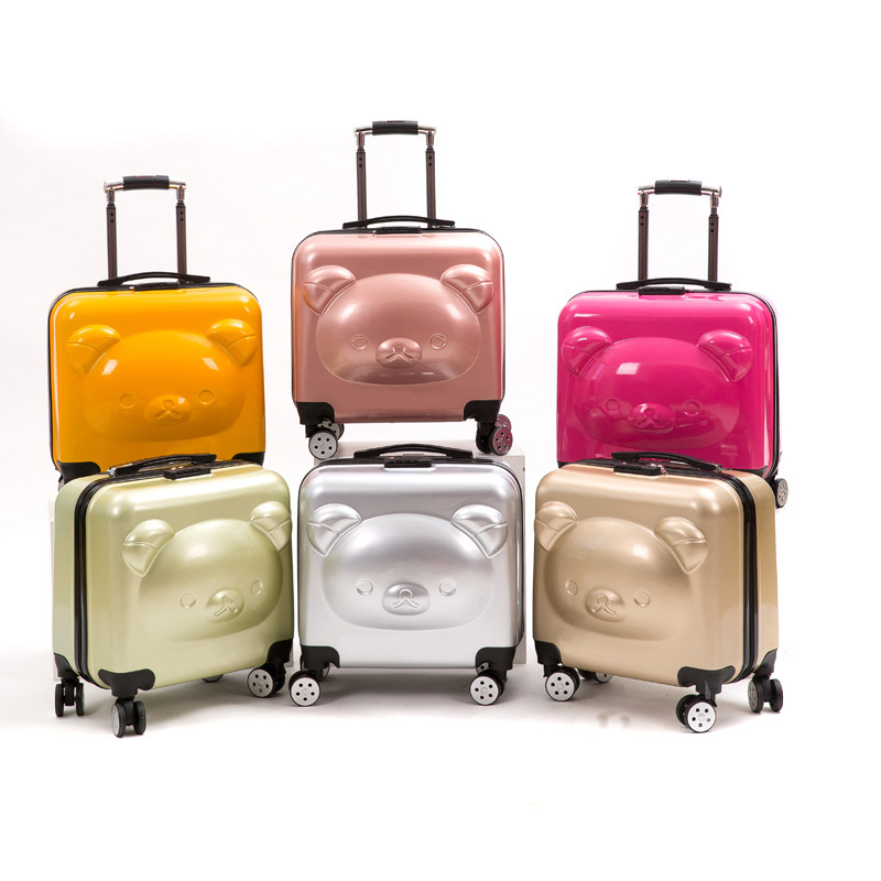 Bear boarding case universal wheel trolley case children's luggage cartoon suitcase 20-inch student gift zipper case Bear boarding case universal wheel trolley case children's luggage cartoon suitcase 20-inch student gift zipper case