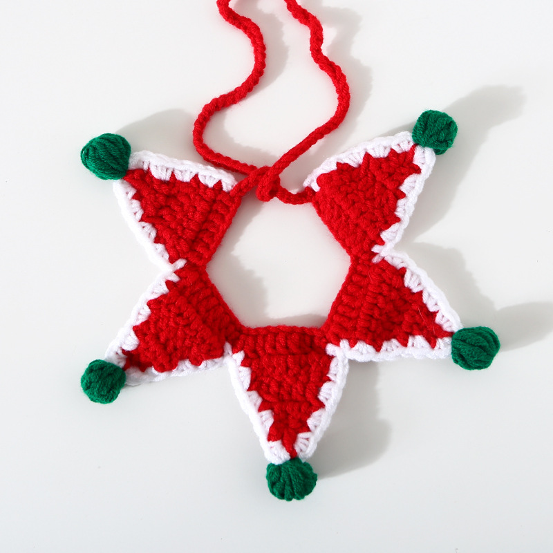 Pet trico Navidad pentagramas felinos perros lana trenzada collar accesorios pet pet pet collar pet
