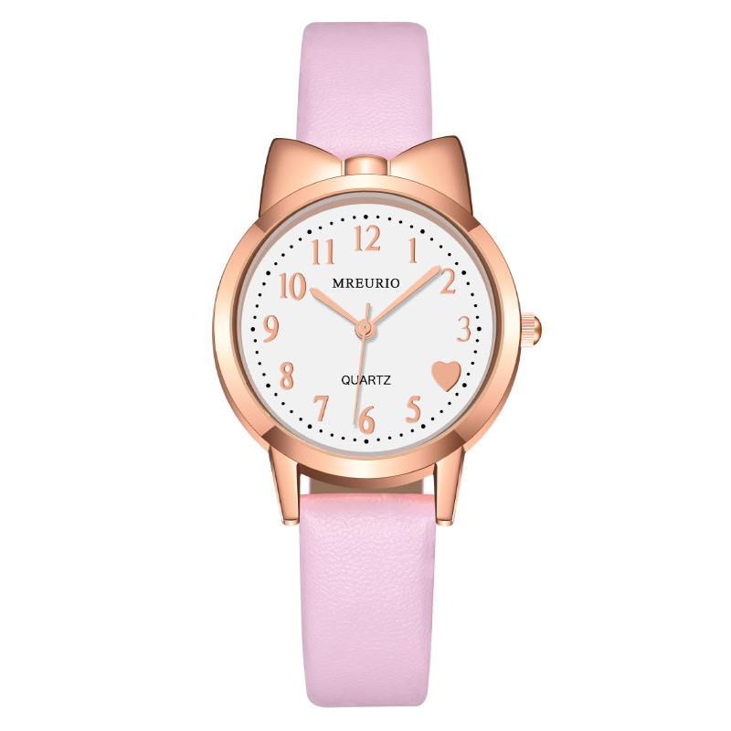 Foreign Trade Hot Sale Hot Style TikTok Live Bow Love Digital Student Women's Watch Women's Watch Children's Belt