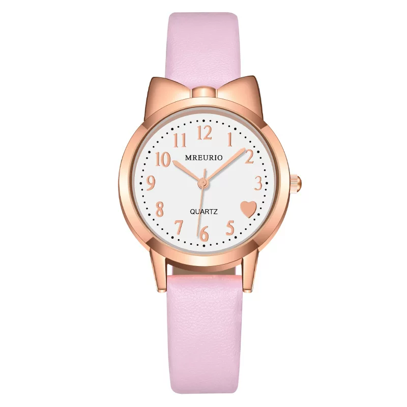 Swiss watch with bow, children's women's watch, belt