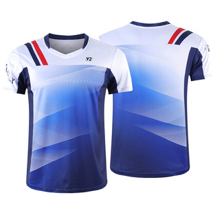 Hot Selling Badminton Suit Men's and Women's Short-sleeved Korean Badminton Competition Suit Quick-drying Breathable Professional Jersey 5116