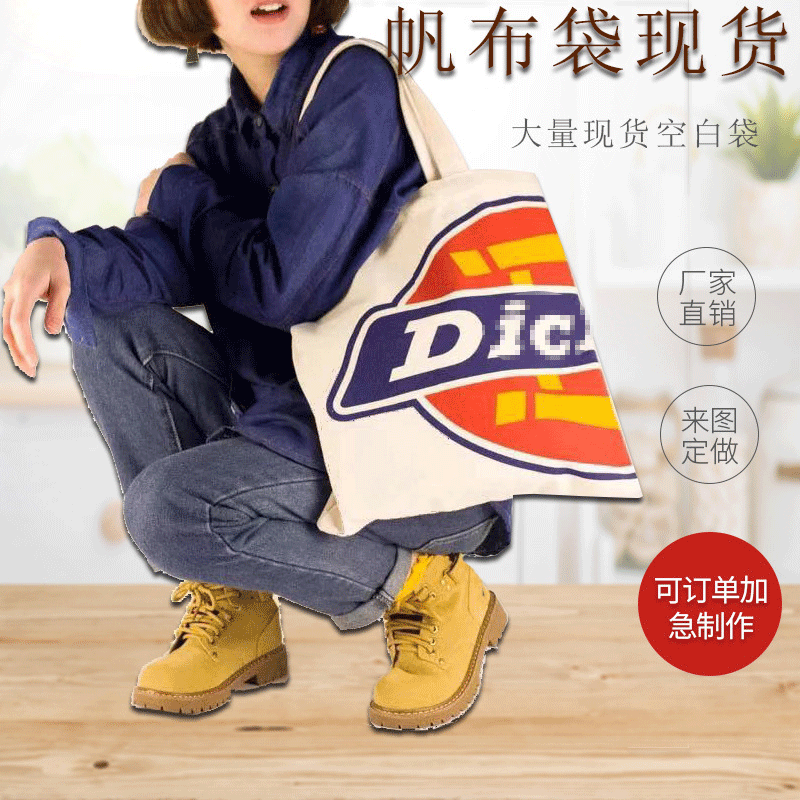 新款2020百搭帆布包 单肩帆布购物袋 韩版手提帆布女包现货