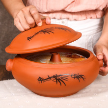 紫陶云南特色菜粗陶紫砂陶瓷砂锅煲汤慢炖锅紫砂炖锅陶瓷蒸汽锅