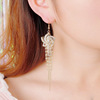 Silver needle, long shiny earrings with tassels, silver 925 sample, European style, internet celebrity, diamond encrusted