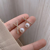 South Korean goods, earrings, retro brand silver needle from pearl, Chanel style, silver 925 sample, internet celebrity, wholesale