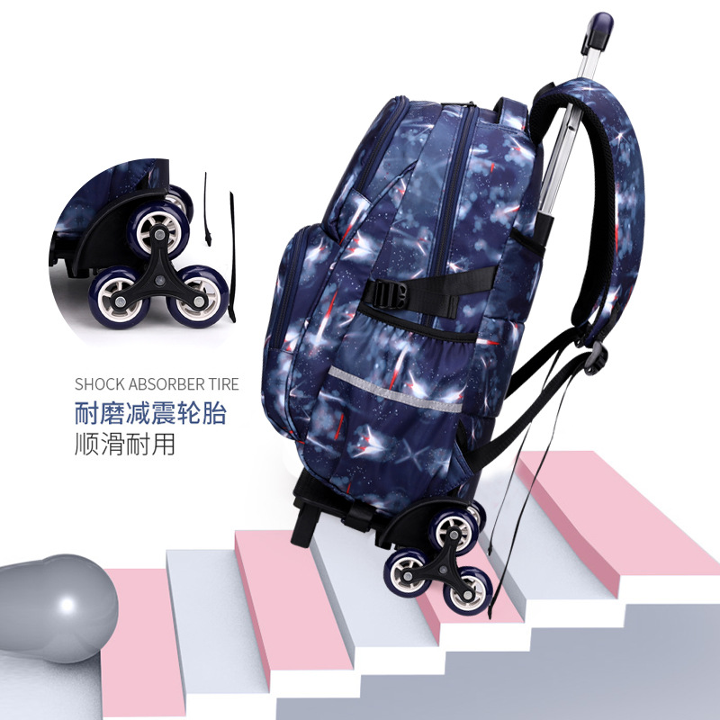 Pescado natural estudiante de secundaria trolley mochila mujer hombre subir escaleras transpirable ligero estudiante mochila masculina gran capacidad de moda