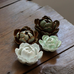 Incense stick incense burner handmade ceramic backflow incense burner line incense Zen peony fragrance lotus incense holder incense holder incense plate prajna