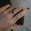 Tide, black one size fashionable ring, jewelry, simple and elegant design, on index finger