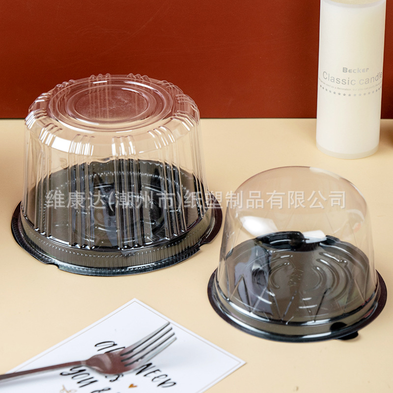 家用蛋糕盒圆形塑料透明一次性3寸西点盒子迷你食品甜甜圈包装盒