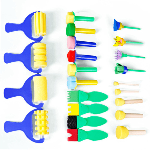 Children's painting brush, gouache sponge, seal, pigment rubbing, sponge stick painting tool, children's EVA painting brush 27-piece set