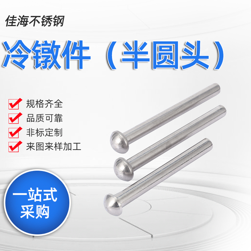 厂家加工机械非标不锈钢半圆铆钉 304铆钉销轴打孔销钉冷镦件