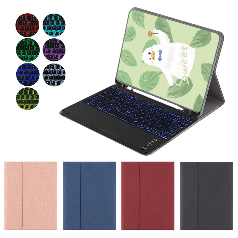 Suitable for iPad Pro 12.92Nd/1Stgen with Bluetooth Keyboard, Air4 Pen Slot Protective Case, Seven-Color Backlight