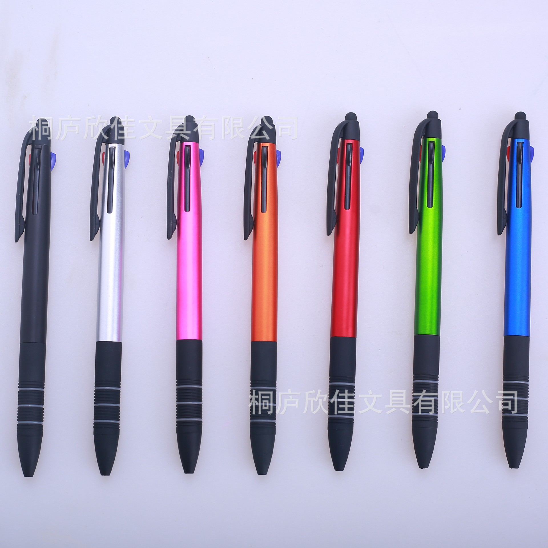 按动三色触屏圆珠笔 黑红蓝3色油性触控笔办公用品礼品笔批发