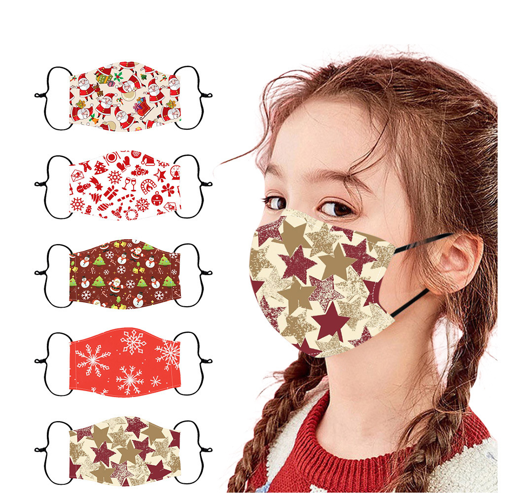 Navidad patrón gasa floral protector solar máscara protector solar deportes al aire libre sombrilla transpirable a prueba de polvo máscara para niños