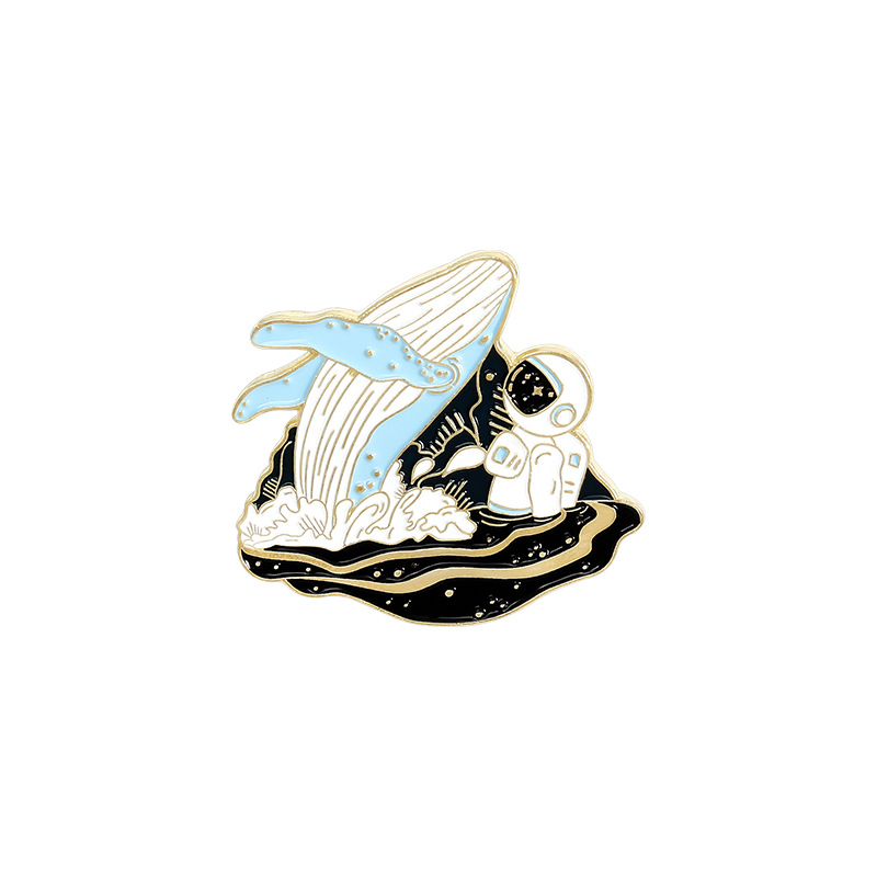 thumbnail for Foreign trade hot-selling cartoon brooch personality exquisite cool cover whale astronaut series drifting bottle shape brooch badge