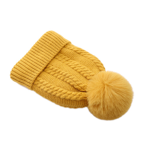 Small linen pattern children's knitted hat, scarf and gloves three-piece set plush warm children's hat woolen hat MZ9983