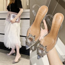 高跟凉鞋女2023夏季新款包头套脚PVC性感金属装饰lady shoes时尚