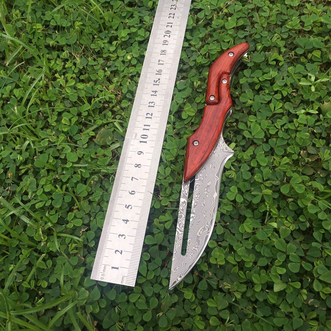 厂家批发大马士革钢刀折叠刀EDC迷你小刀高硬度小刀户外求生刀