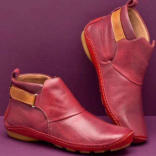 Fall/Winter Women's Shoes: Fashionable Velcro-Strap Flat Ankle Boots in Plus Sizes, Inspired by Dr. Martens