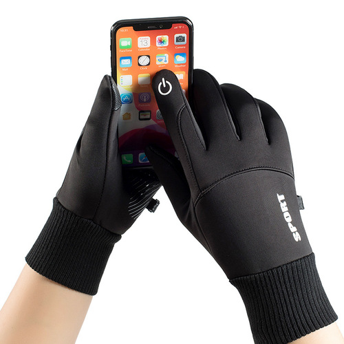 Waterproof gloves for men and women in autumn and winter, non-slip touch screen plus velvet, outdoor sports mountaineering, cycling and skiing warm gloves