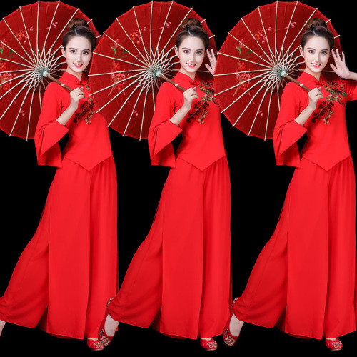Women's New Square Dance Costume 2020 Autumn Middle-Aged and Elderly Yangge Dance Suit Group Fan Dance Performance Wear