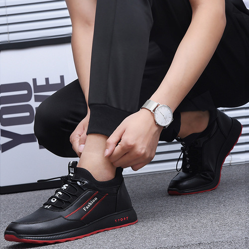 [Single cotton same style] Autumn and winter men's trendy shoes casual shoes men's running sports shoes new breathable leather shoes cross-border