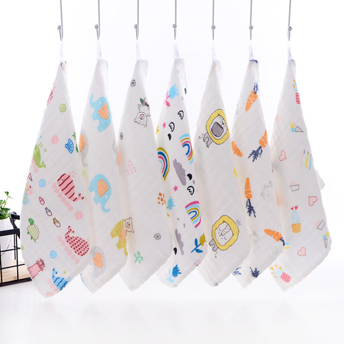 Pure cotton square towel, high-density six-layer gauze saliva towel, infant and child towel, individually packaged maternity and baby shop gift