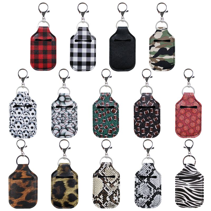 Hand sanitizer gel disinfectant keychain leather alloy sports football basketball baseball small bag pendant