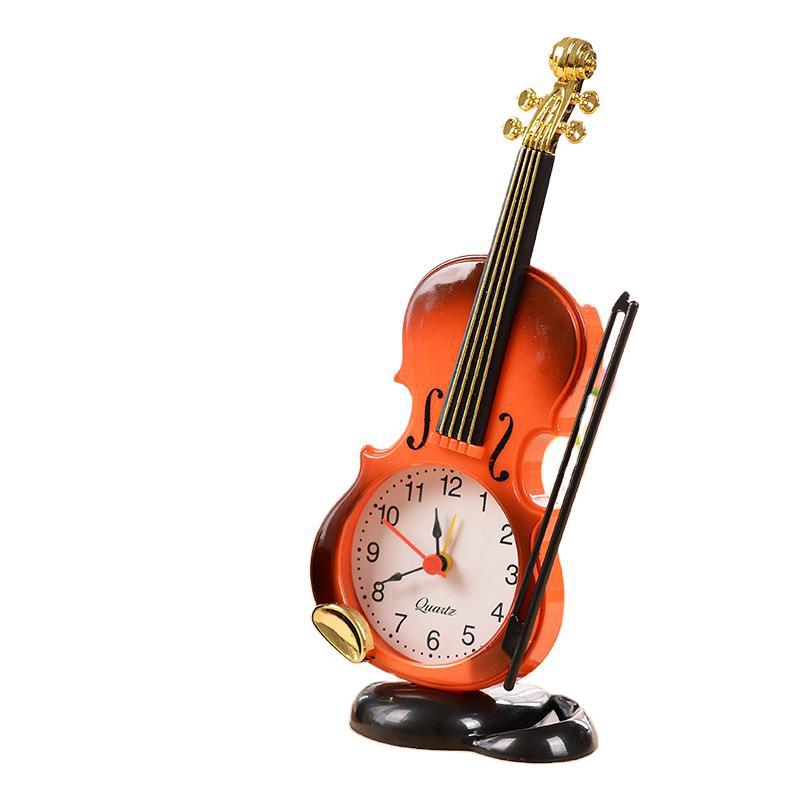 Grenzüberschreitende Übersee-Version Geigenwecker in Form eines Musikinstruments, Nachttischuhr, Wohnzimmer-Schreibtischdekoration aus Kunststoff_voghion.com