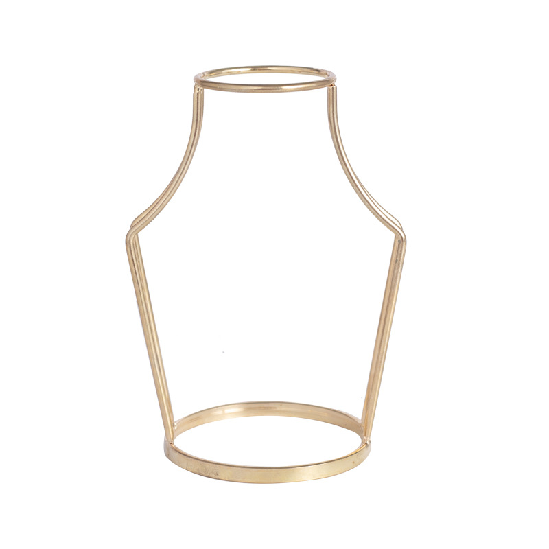 Jarrón de cristal estilo INS, soporte de flores de cristal con arte en hierro dorado para sala de estar, cafetería, mesa de centro, flores secas, flores hidropónicas, plantas verdes.