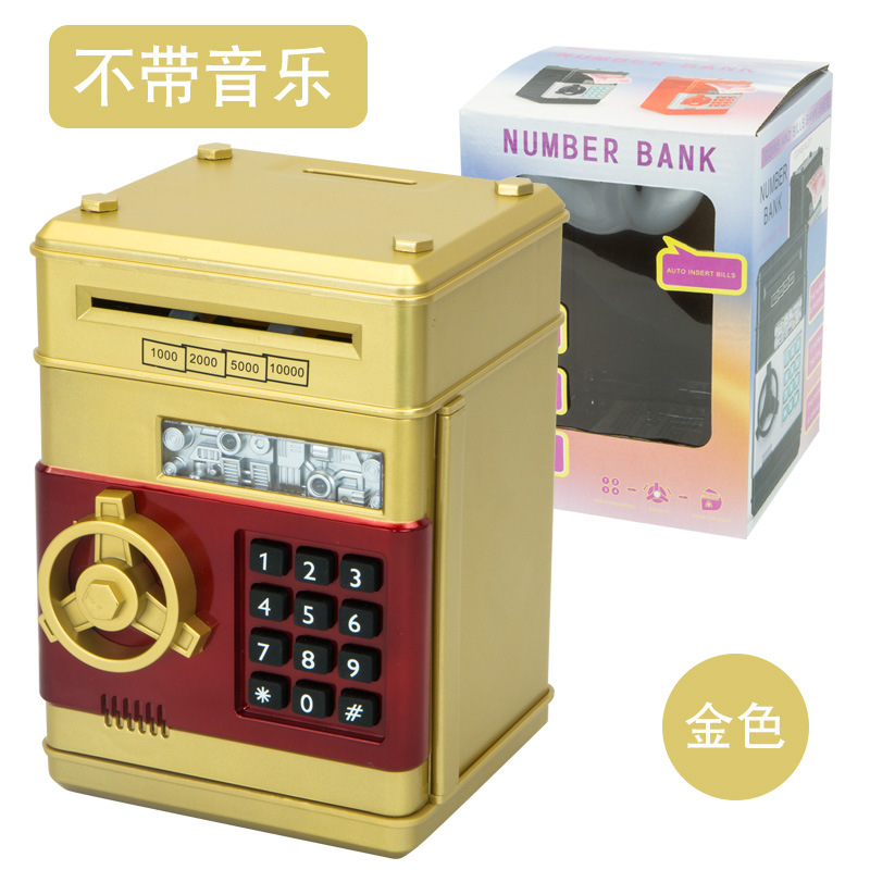 Caja de contraseña de dibujos animados Piggy Bank sólo puede entrar música rollo automático dinero alcancía niños caja juguete máquina de depósito