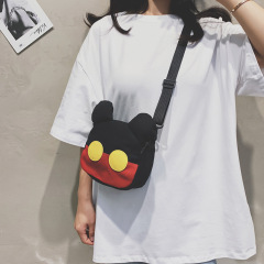 新款可愛卡通撞色米老鼠兒童包2023韓版女孩斜挎包帆布單肩裝飾包