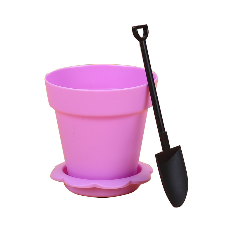 Desechables maceta pastel maceta helado taza DIY pastel taza conjunto con tapa y pala taza de yogur