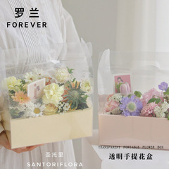 Roland transparent hand-held flower box cake box flower box PVC highly transparent waterproof bouquet packaging box cake gift box