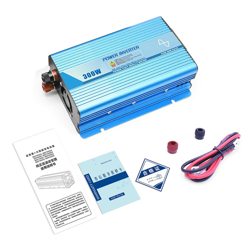 300W车载逆变器蓝色长方形带USB带插座 电源线12V转220V纯正波