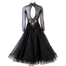 LIUHUO性感高领摩登舞演出比赛服华尔兹国标舞交谊舞大摆连衣裙新