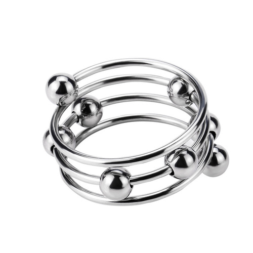 Adult Metal Stainless Steel Penis Slide Belt Bead Ring Restraint Male Penis Exercise Ring Manufacturer Wholesale