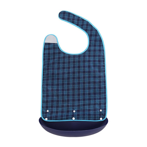 Adult pure cotton plaid bib dining bib adult double-sided rice bib elderly bib adult saliva bib waterproof