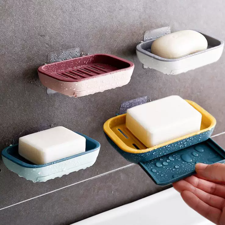 Мыло коробка коробки для мыла Creative слив draining полки для ванной, настенное крепление без отверстий присоска