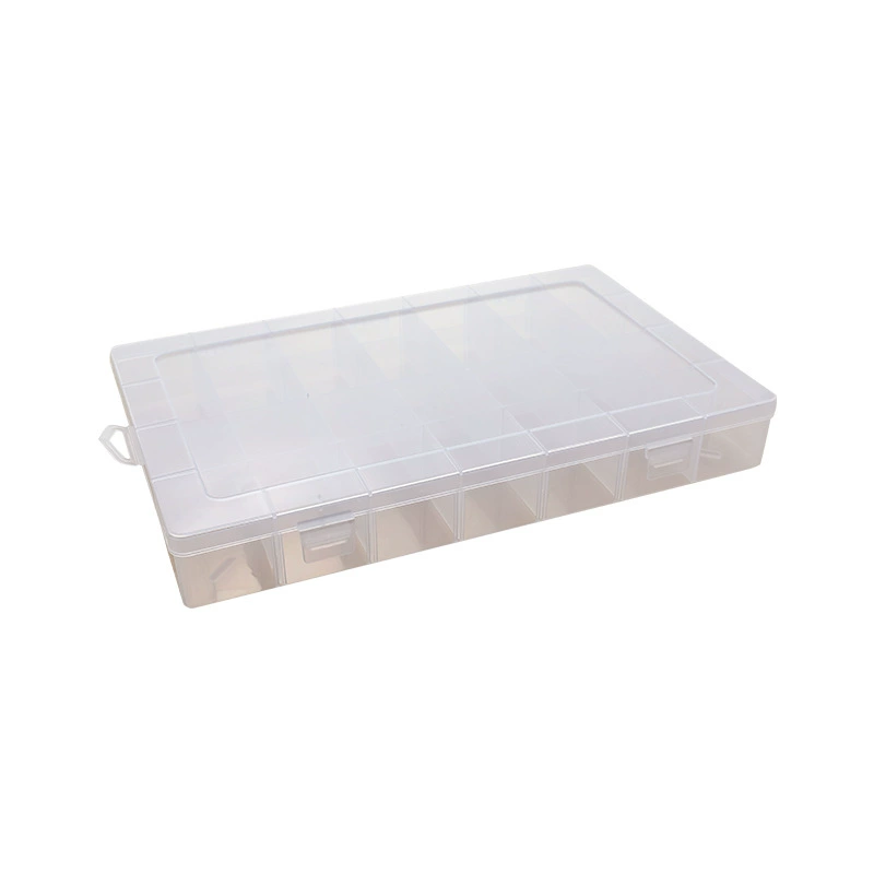 28-grid part fixed transparent plastic box letter paste jewelry beaded manicure desktop storage box